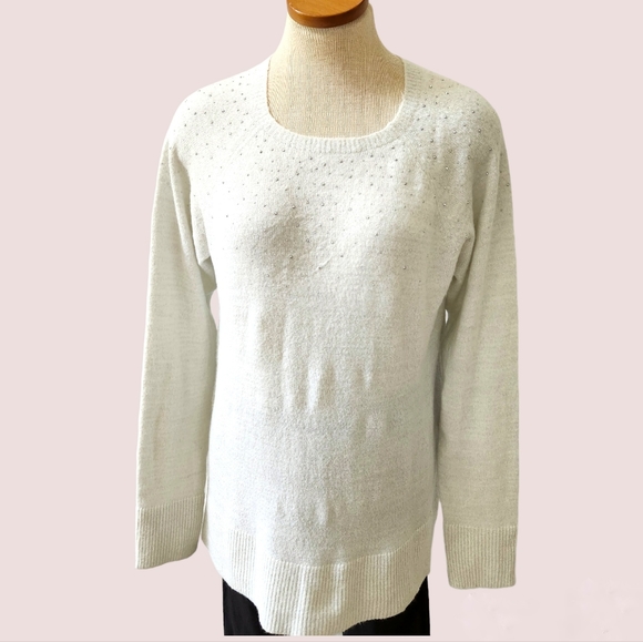 Apt. 9 White Sweater Silver With Studs size XL - Picture 2 of 9